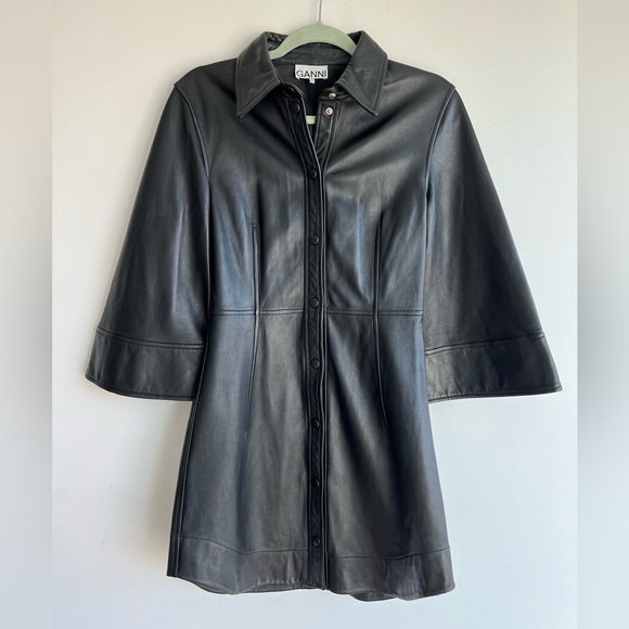 Ganni Black Leather Dress - Picture 1 of 6